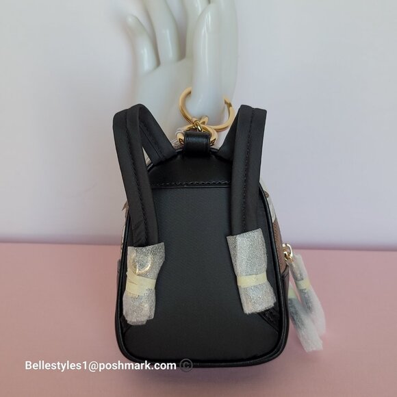 COACH Mini Court Backpack Bag Charm In Signature Canvas With Floral Print-Tan🎈⭐ - Picture 8 of 15